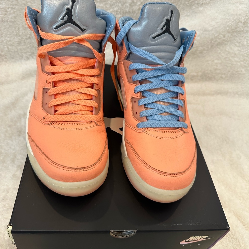 Jordan Men’s Sneakers - Peach and Sky Blue